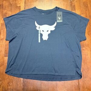 NWT Under Armour Project Rock Bull SS Womens XL Black Graphic Training T-Shirt